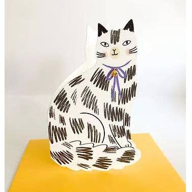 Black & White Kitty Shaped Greeting Card