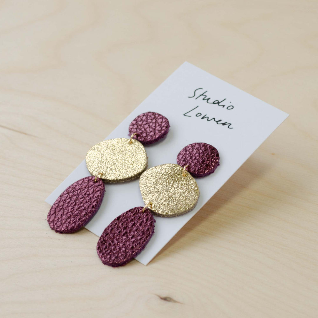 Nessa Dangle Earrings in Metallic Berry