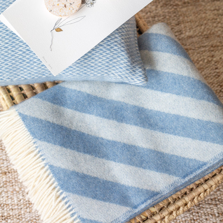 Norwegian Wool Blue Stripe Blanket