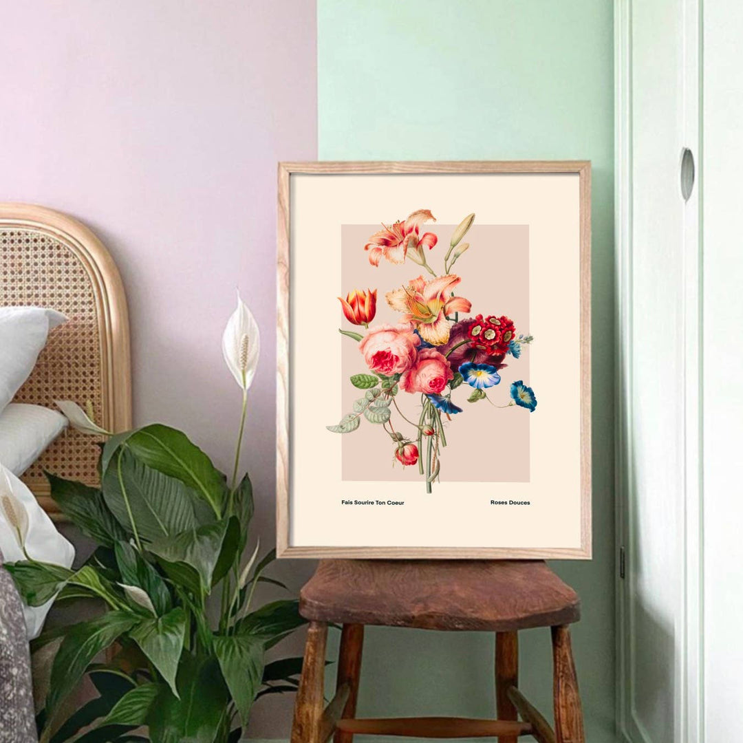 Vintage Botanical Flower Print A3