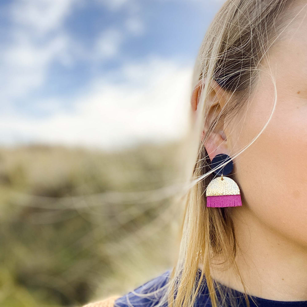 Sunset Fringe Earrings in Fuchsia