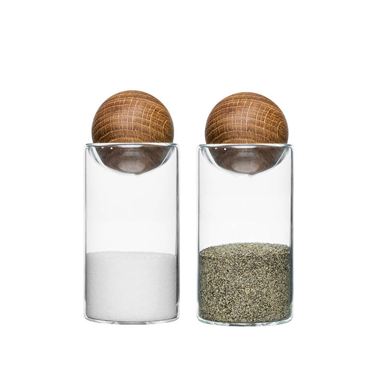 Glass & Oak Salt & Pepper Set