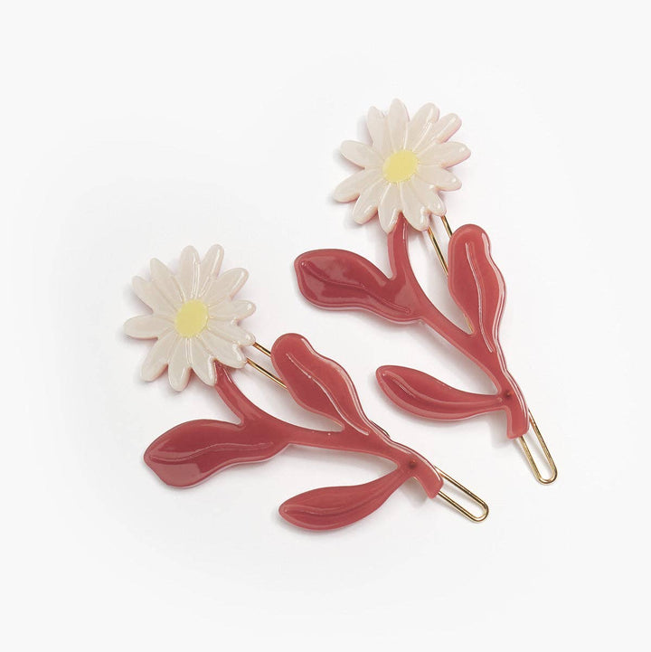 Set of 2 Marguerite Daisy Barrette Hair Clips