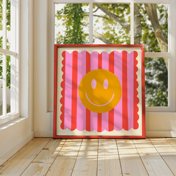 Red Stripe Smiley Print