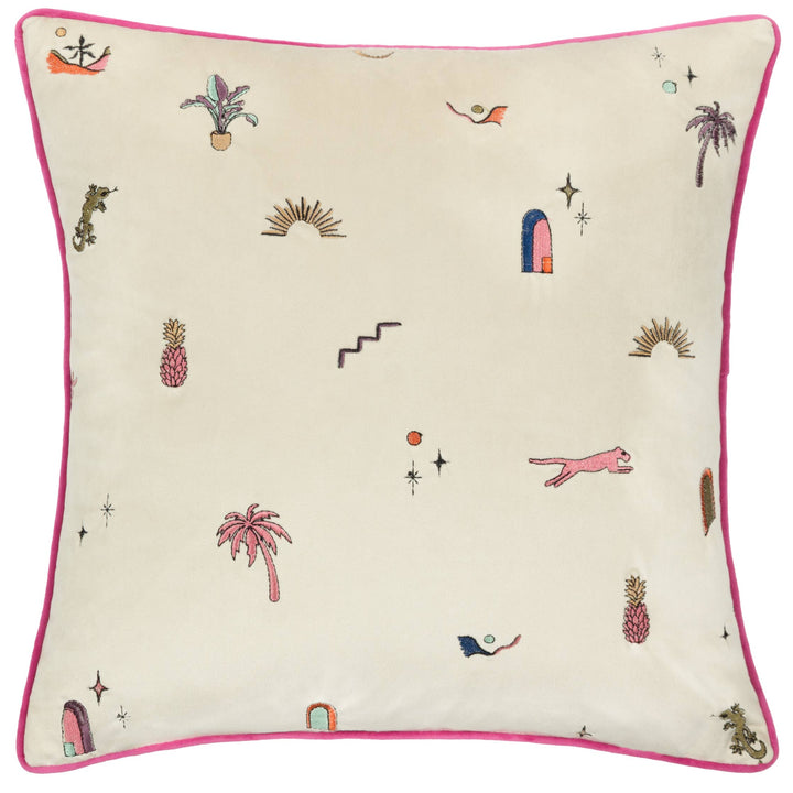 Evissa Embroidered Velvet Cushion