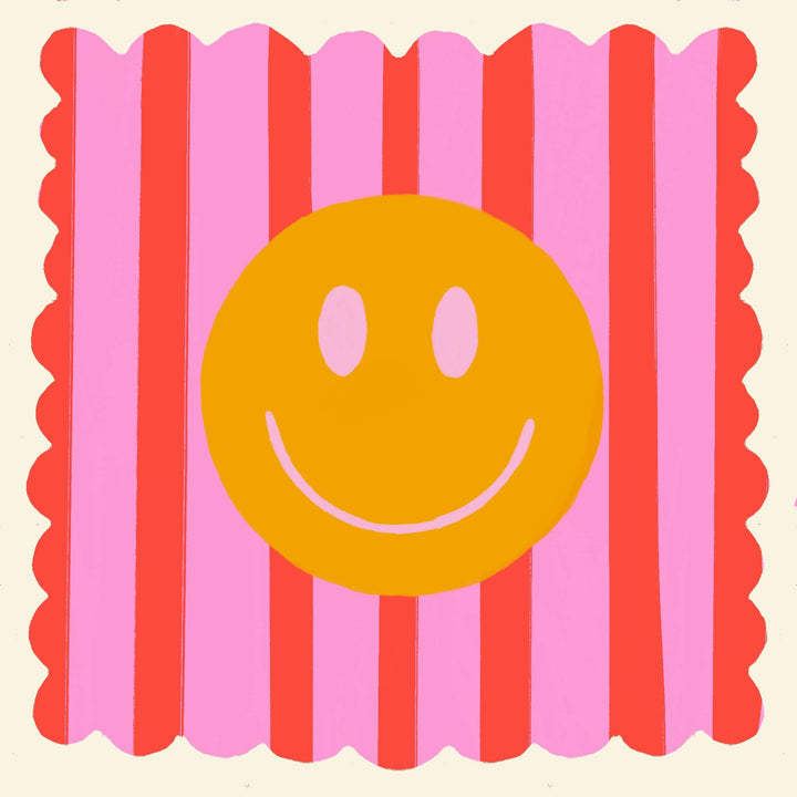 Red Stripe Smiley Print