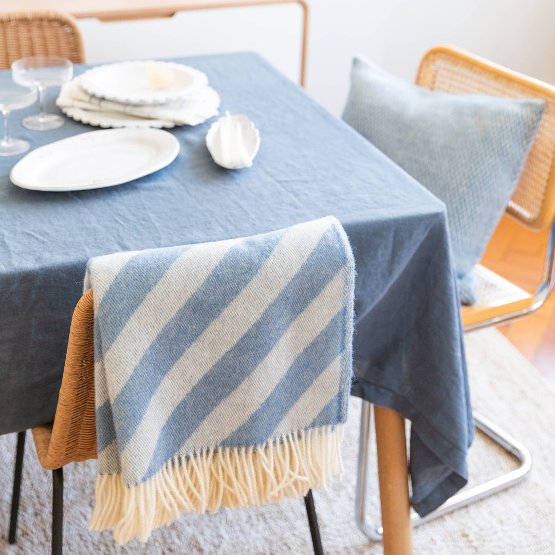 Norwegian Wool Blue Stripe Blanket