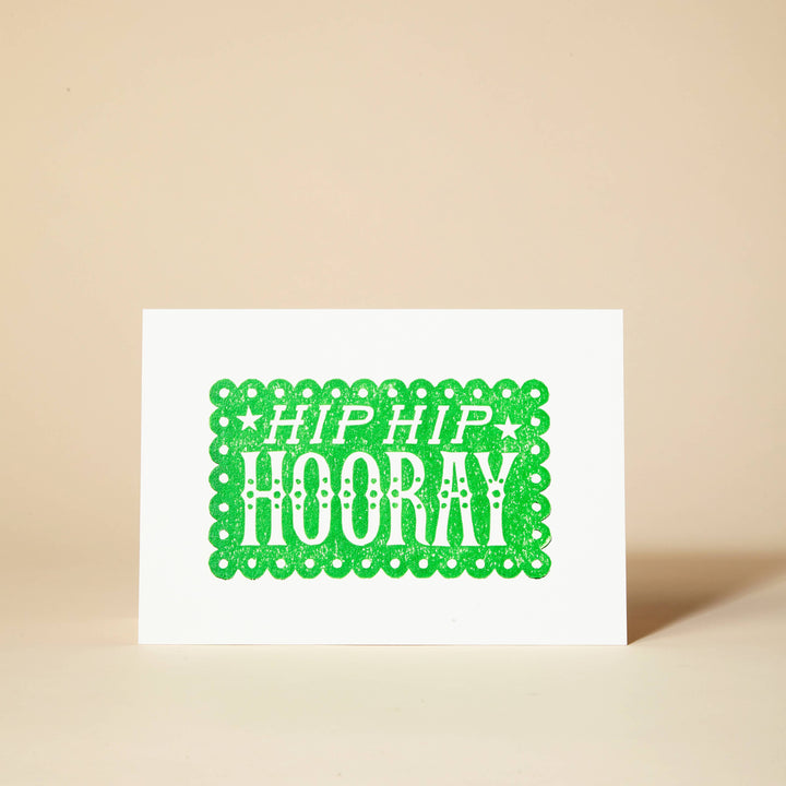 Hip Hip Hooray Linocut Card