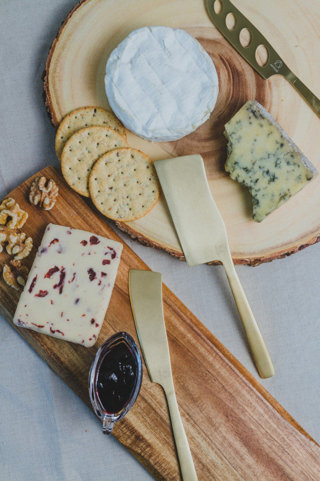 Artesá 3 Piece Set of Brass-Finished Cheese Knives