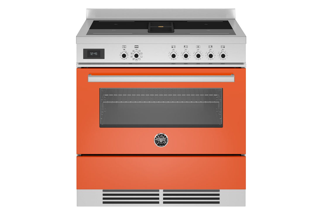 Bertazzoni air tec induction range in orange 