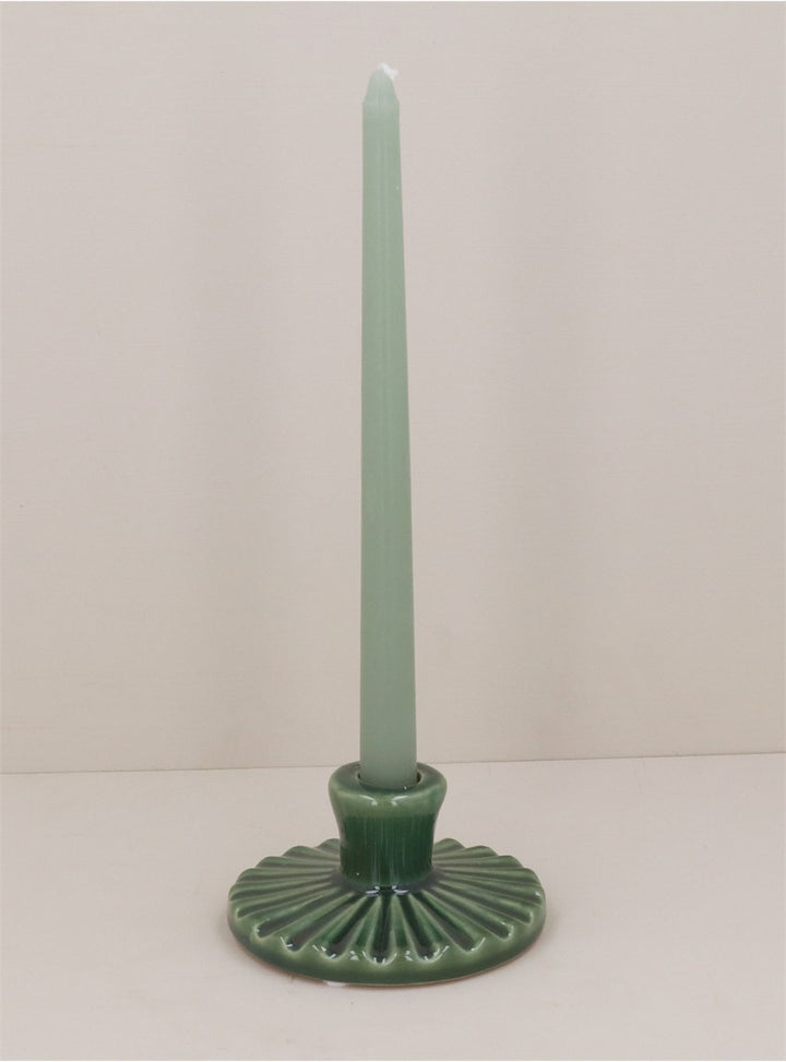 Ceramic Candle Holder in Dark Green