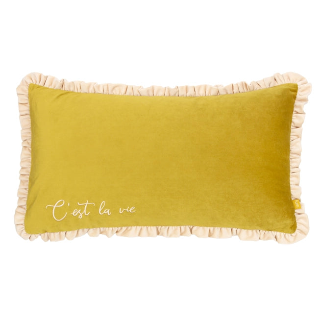 C'est La Vie Embroidered Velvet Cushion