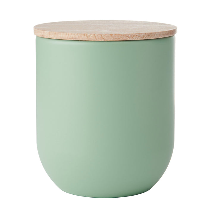 Canister in Green with Beechwood Lid