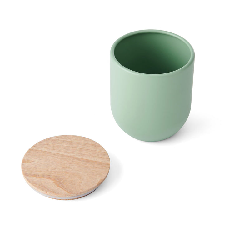 Canister in Green with Beechwood Lid