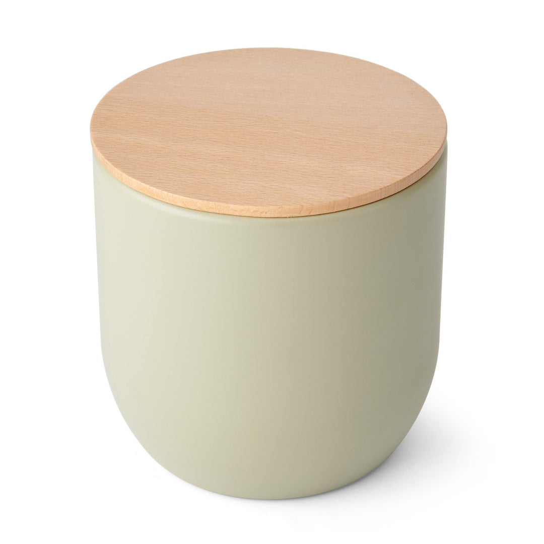 Canister in Putty with Beechwood Lid