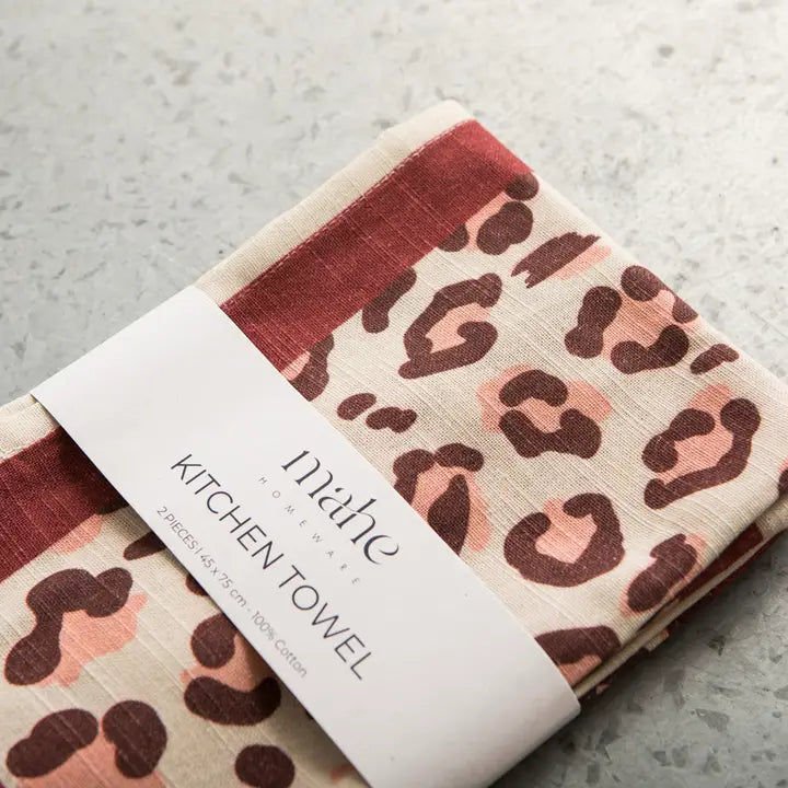 Maroon Leopard Kitchen Towel