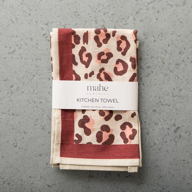 Maroon Leopard Kitchen Towel