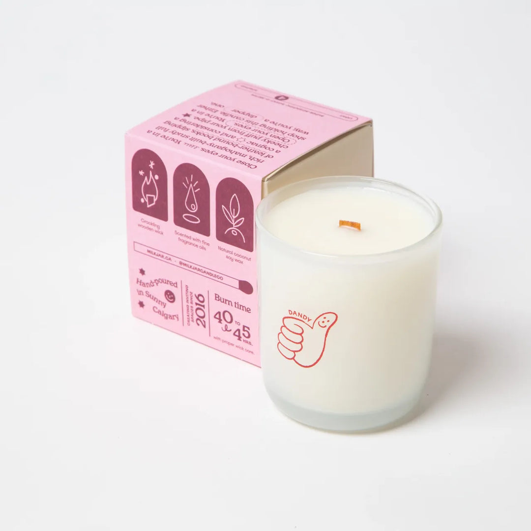 Milk Jar Candle Co Dandy - Mahogany, Firewood & Pine Coconut Soy 8oz Candle