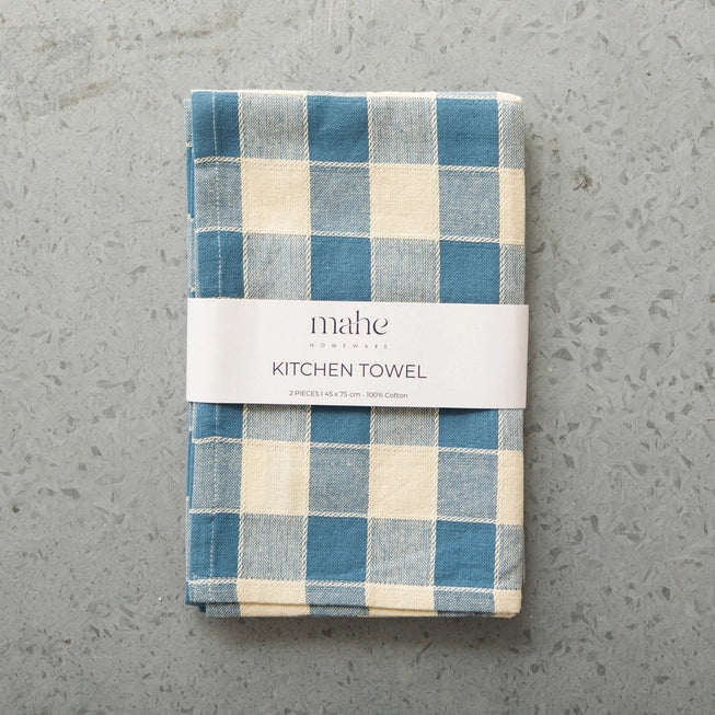 Check Cotton Kitchen Towel in Blue