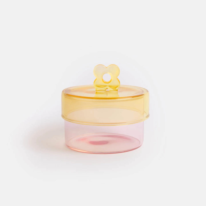 Pink & Yellow Glass Storage Jar