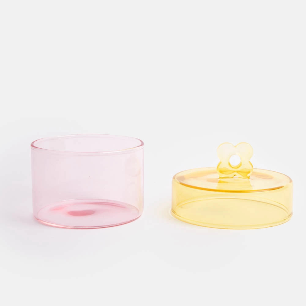 Pink & Yellow Glass Storage Jar