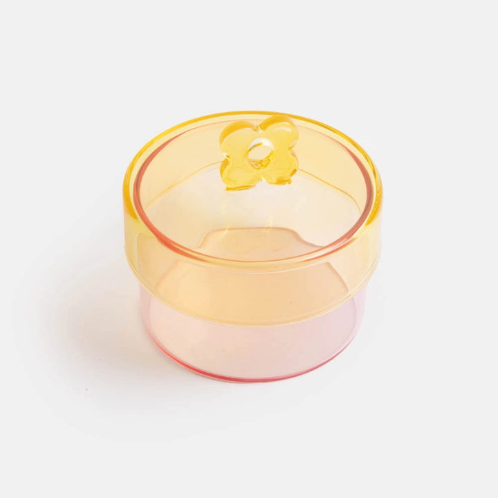 Pink & Yellow Glass Storage Jar