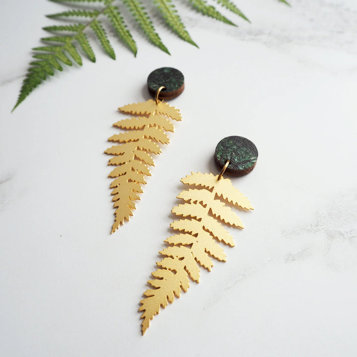 Gold Fern Earrings