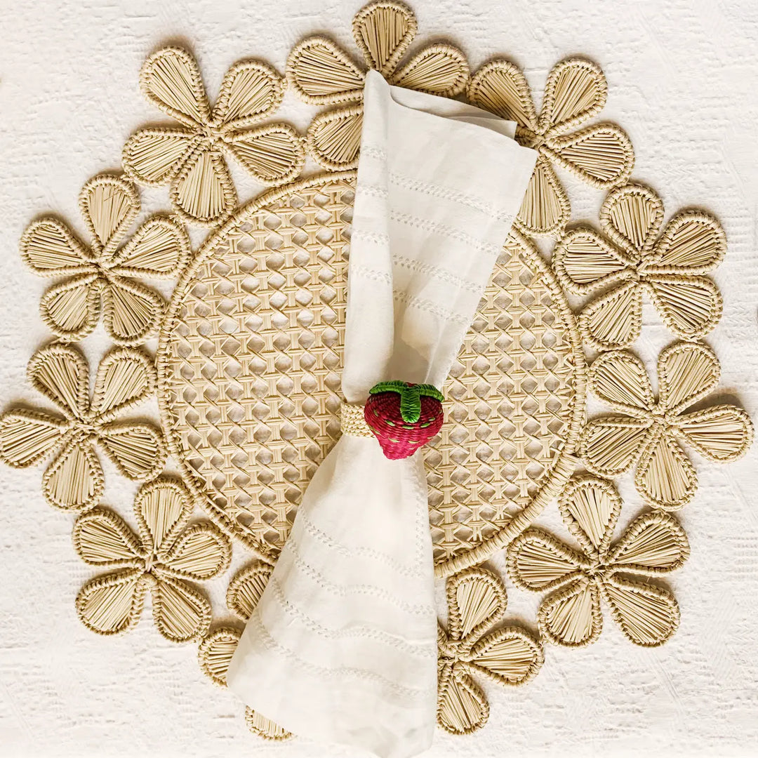 Strawberry Iraca Napkin Ring