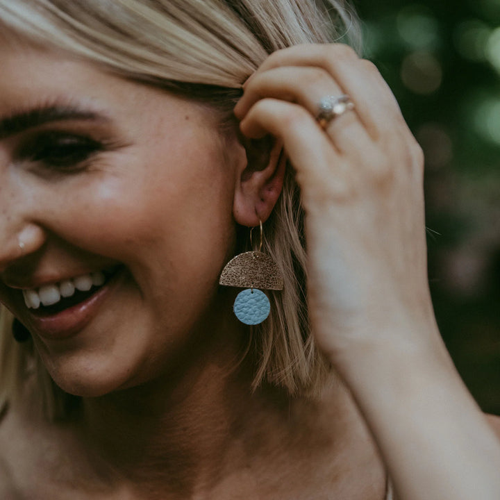 Sunrise Hoop Earrings in Powder Blue