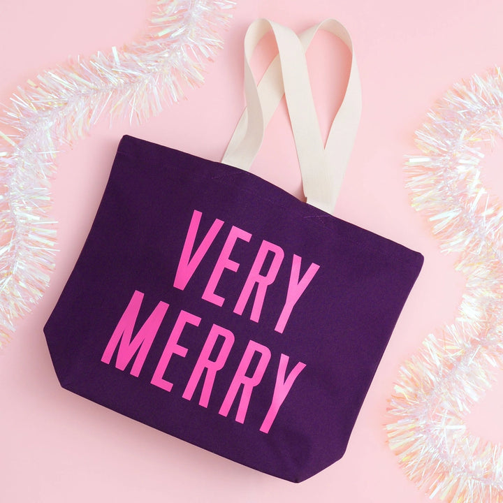 Very Merry Plum Canvas Tote Bag