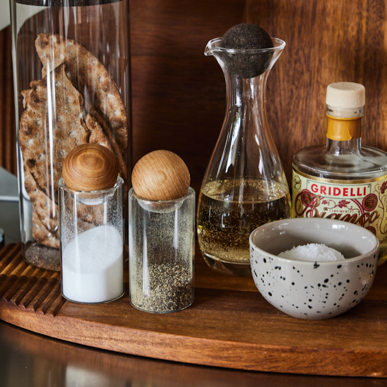 Glass & Oak Salt & Pepper Set