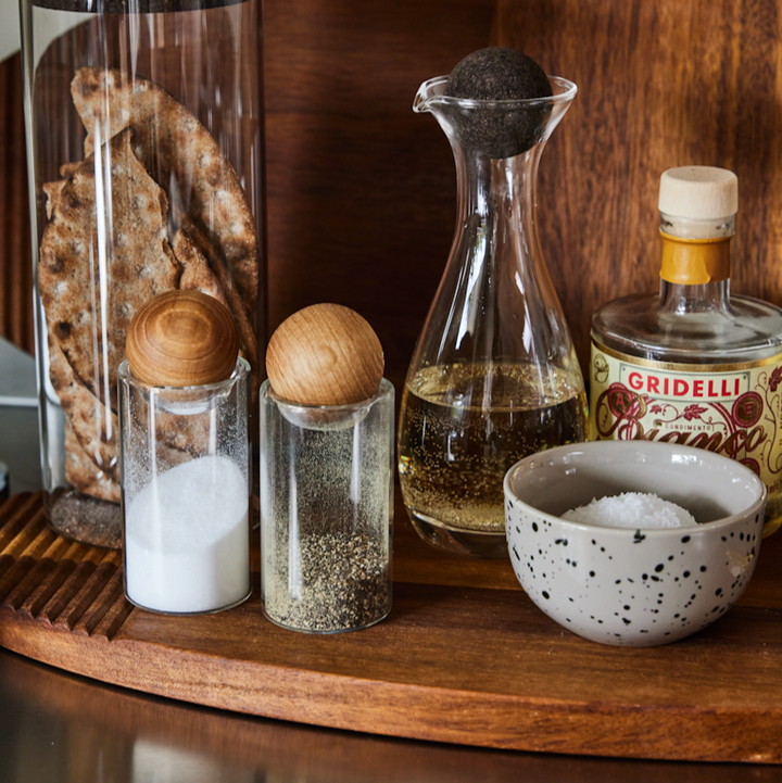 Glass & Oak Salt & Pepper Set