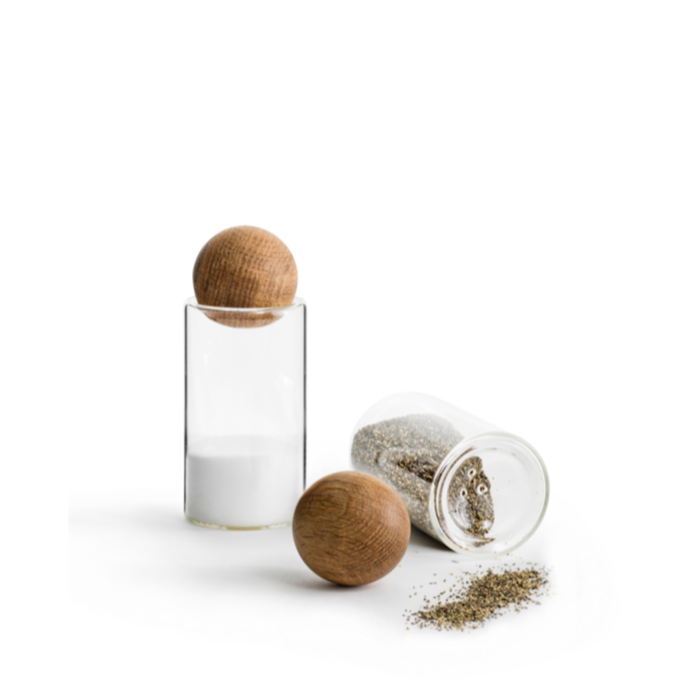 Glass & Oak Salt & Pepper Set