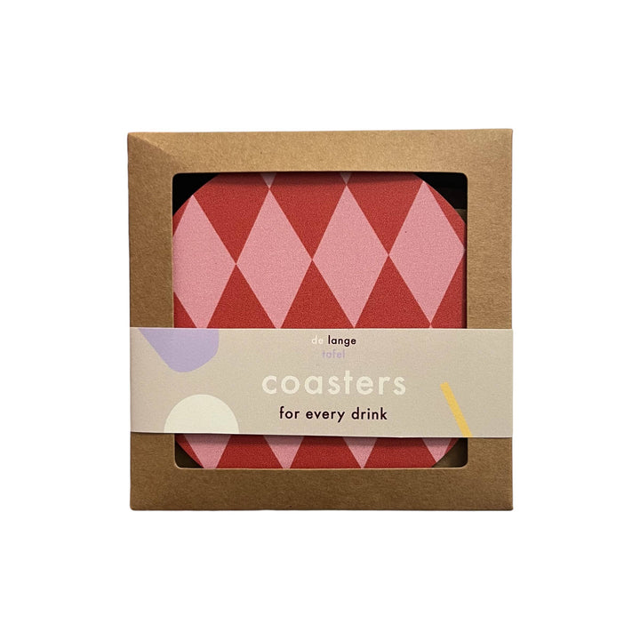 Harlequin Pink & Red Coasters - Set of 4