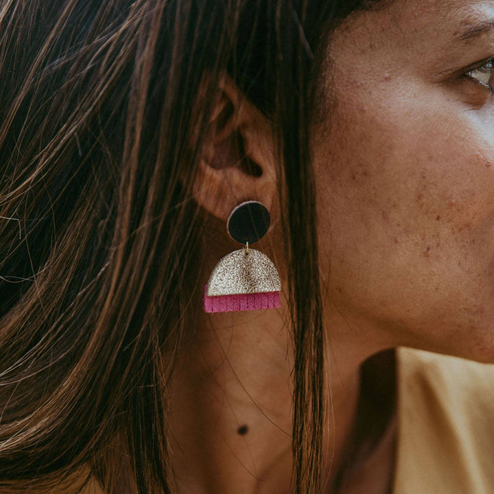 Sunset Fringe Earrings in Fuchsia