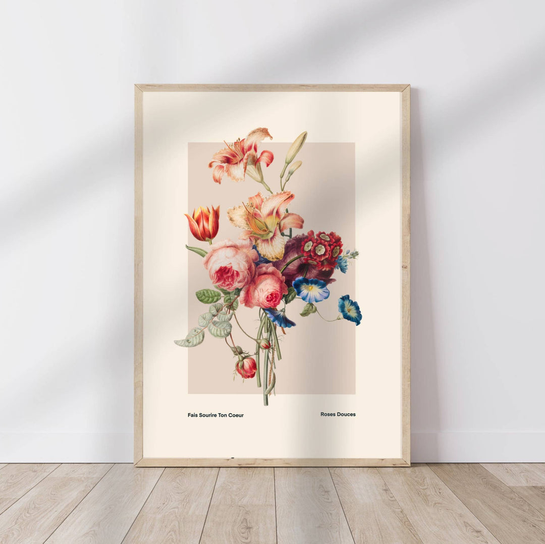 Vintage Botanical Flower Print A3