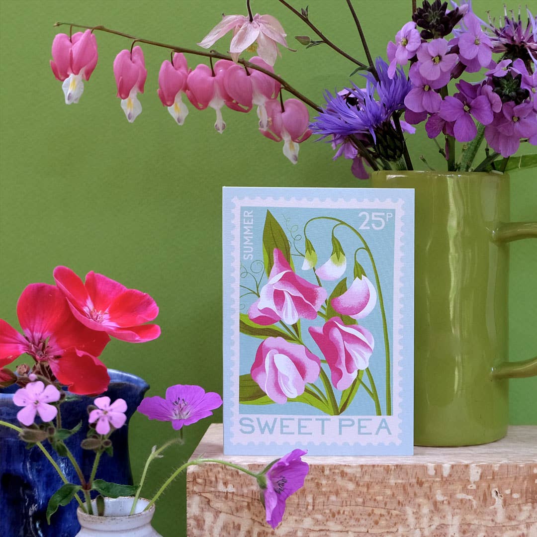 Sweet Pea Mini Greetings Card